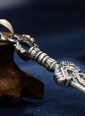 千叶复古文殊剑吊坠 尼泊尔手工五股金刚杵文殊智慧剑配饰随身挂