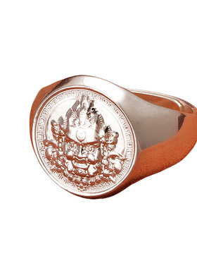 藏式黄财神戒指转运珠精致银色复古民族风招财纳福食指环配饰品