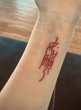 新款如愿纹身贴红色手腕遮疤