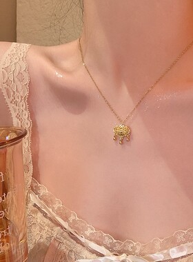 新中式复古平安锁吊坠钛钢项链女轻奢气质高级感锁骨链颈链配饰品