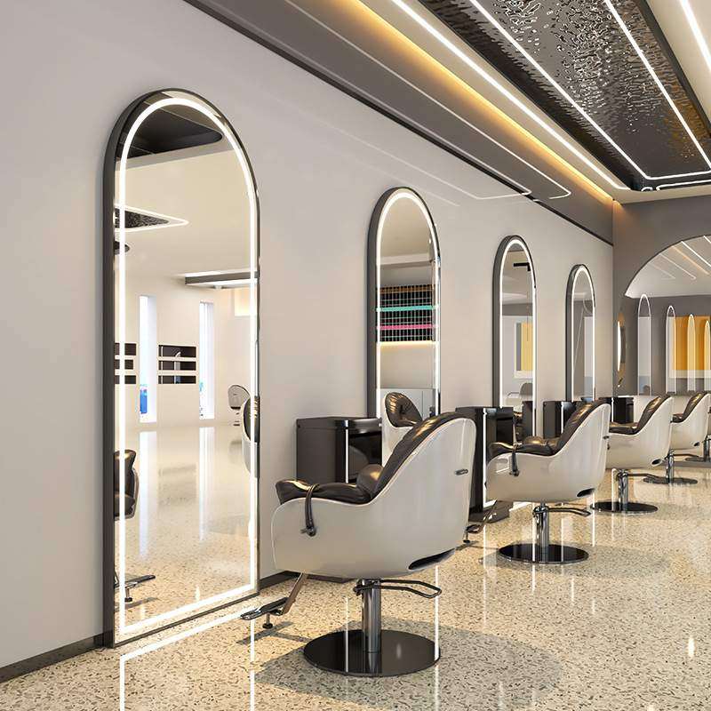 理发店镜台美发镜带灯发廊专用落地靠墙美发镜子美发店单面剪发镜,淘宝优惠券,粉丝福利购,淘宝优惠卷