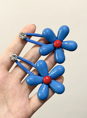 蓝色花朵扎头绳发圈套装