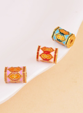 烧蓝彩色菱形六棱柱隔珠