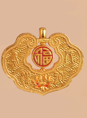 新中式鱼跃龙门祥云锁福字吊坠铜镀金如意锁包吊坠锦鲤锁项链女