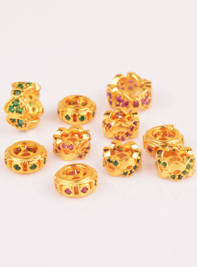 沙金配件微镶草色锆钻隔珠