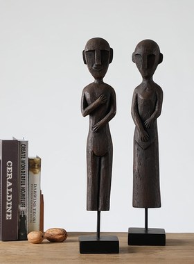 侘寂风创意人物艺m术雕塑装饰摆件玄关高级感树脂工艺品民宿软装