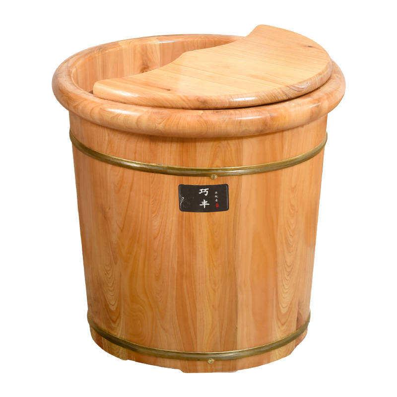 泡脚洗脚木桶家用木质脚盆40cm过小腿养生足浴木盆实木保温泡脚桶 - 图3