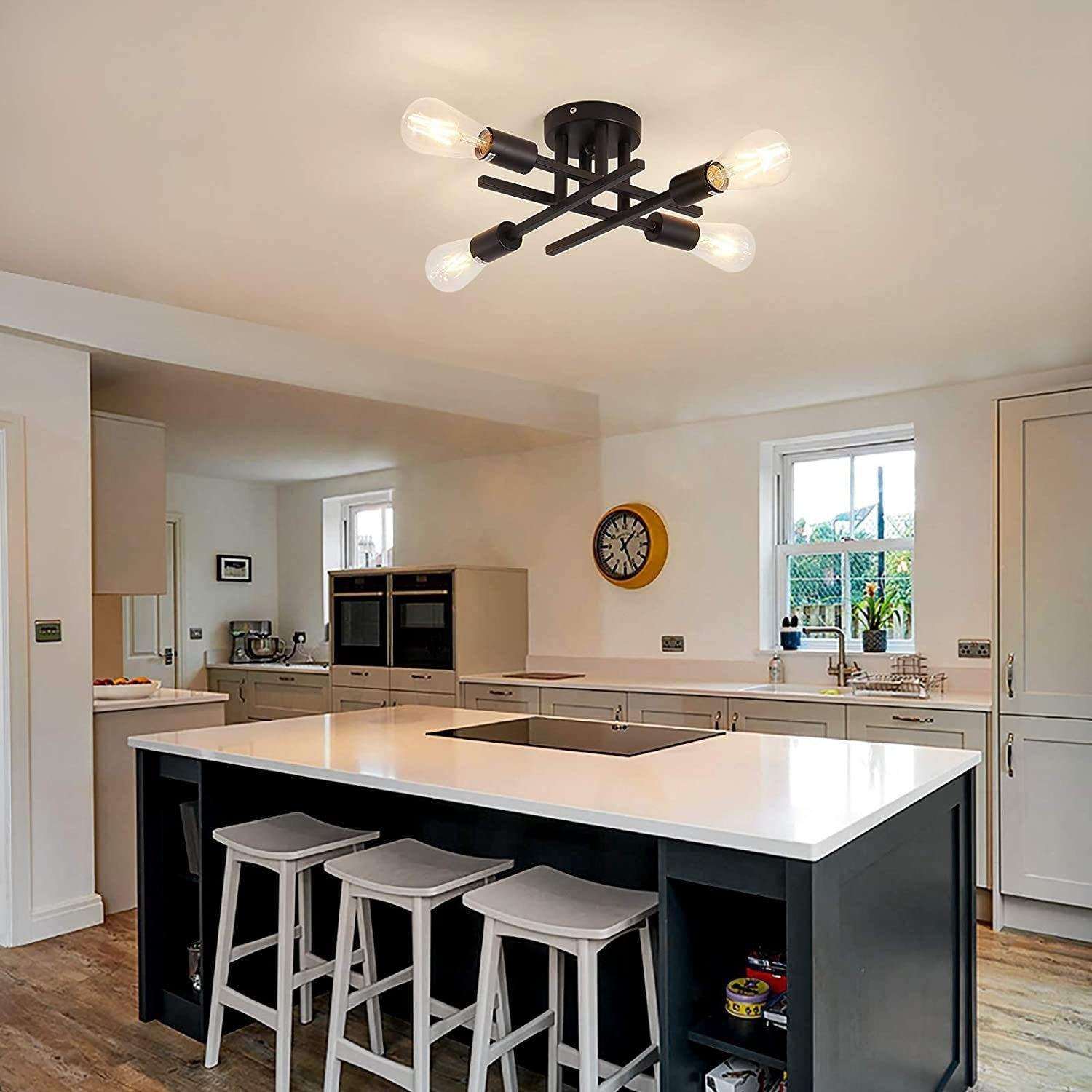 亚马逊热销北欧设计铁艺吸顶灯黑色复古走廊过道灯简约客厅吸顶灯,淘宝优惠券,粉丝福利购,淘宝优惠卷