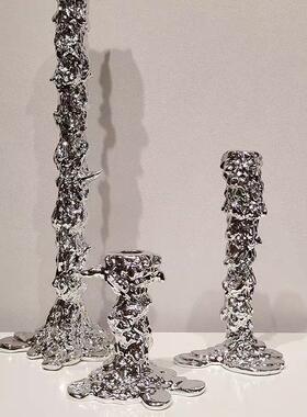 现代轻奢树脂融化烛台摆件客厅餐厅高档蜡烛台样板间装饰家居软装