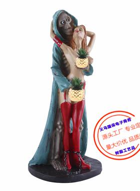 树脂工艺品骷髅头摆件人鬼情未了万圣节摆件水族馆骷髅头骨摆件