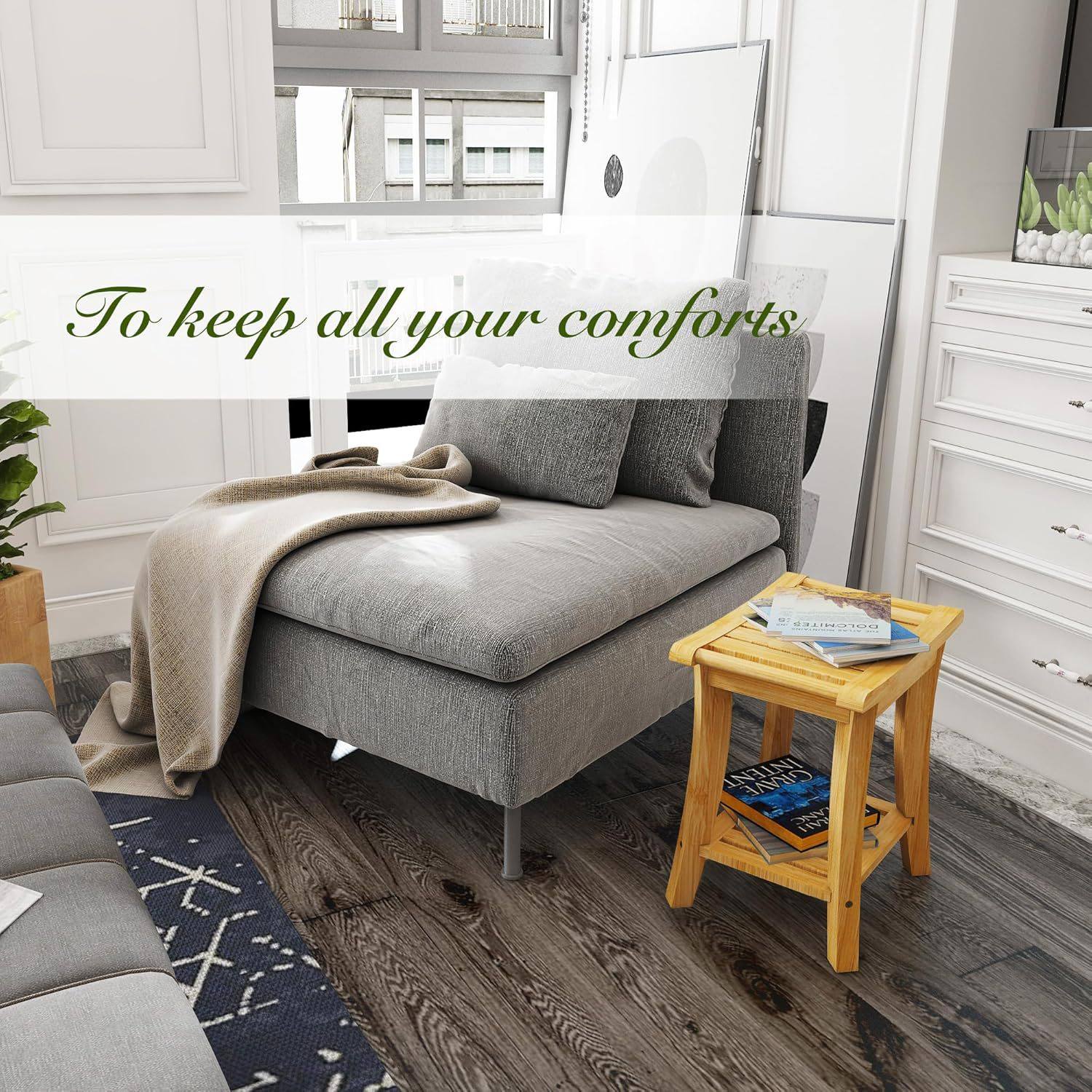 竹制淋浴凳带储物架 实木淋浴凳浴室座椅 客厅卧室和花园收纳架,淘宝优惠券,粉丝福利购,淘宝优惠卷