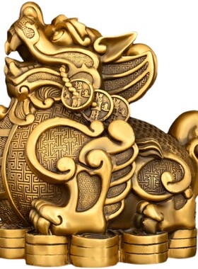 铜貔貅摆件纯铜金钱貔貅家居办公室门店装饰桌面礼品大号独角貔貅