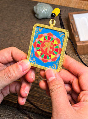 大势至菩萨（马)唐卡手绘diy吊坠项链西藏手绘手工成人礼物车挂件