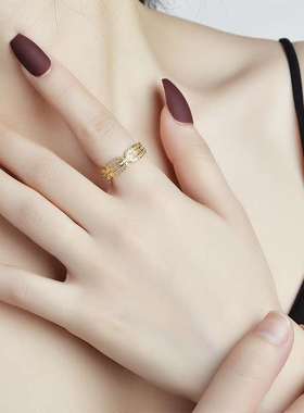 Chain simple ring full of diamonds womens ring jewelry fash