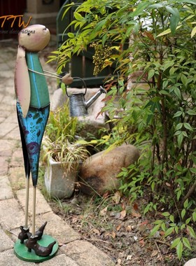美式乡村复古落地铁艺卡通动物花园阳台庭院店铺民宿艺术装饰摆件