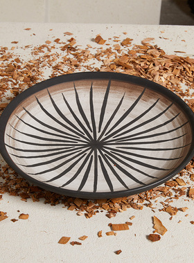 圆形陶瓷托盘果盘侘寂风民宿软装样板房家居客厅餐桌茶几收纳摆件