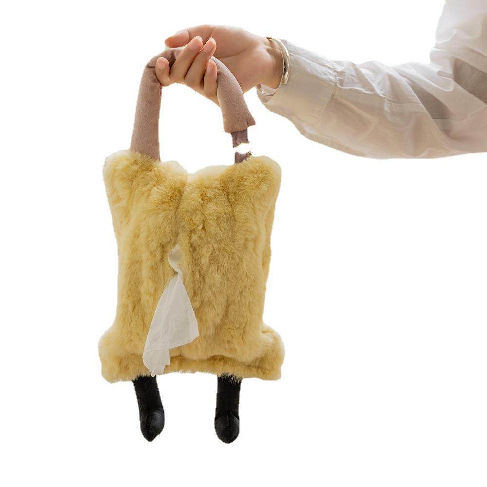 毛呼呼小怪物抽纸袋悬挂INS兔毛毛纸巾包车载纸巾盒手提纸巾袋,淘宝优惠券,粉丝福利购,淘宝优惠卷