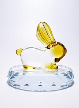 玻璃生肖兔子可爱生日礼物水晶动物小号摆件创意手工琉璃车载饰品