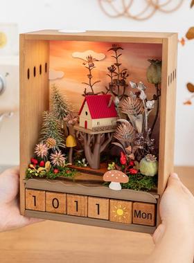 阿楹 微景观电视柜创意日历摆件高级小众灯男女书桌解压圣诞礼物