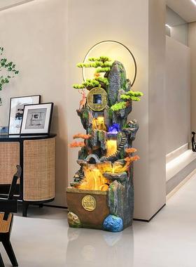 假山流水喷泉摆件循环水办公室客厅电视柜旁落地招财风水轮装饰品