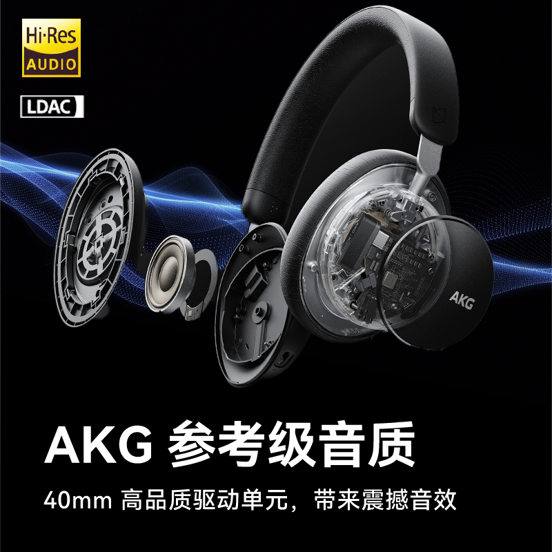 【新品上市】AKG N9头戴式无线主动降噪蓝牙耳机高音质长效续航 - 图0