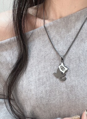 【羊悠悠】学霸小猫可爱百搭喵星人项链男女个性趣味情侣新潮