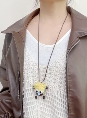 【羊悠悠】萌趣可爱卡通吊坠项链女新款高级感挂绳毛衣链装饰配饰