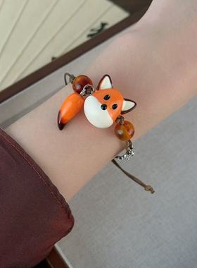 可爱小狐狸手链diy创意百搭小众设计感治愈配饰高颜值精致手饰女