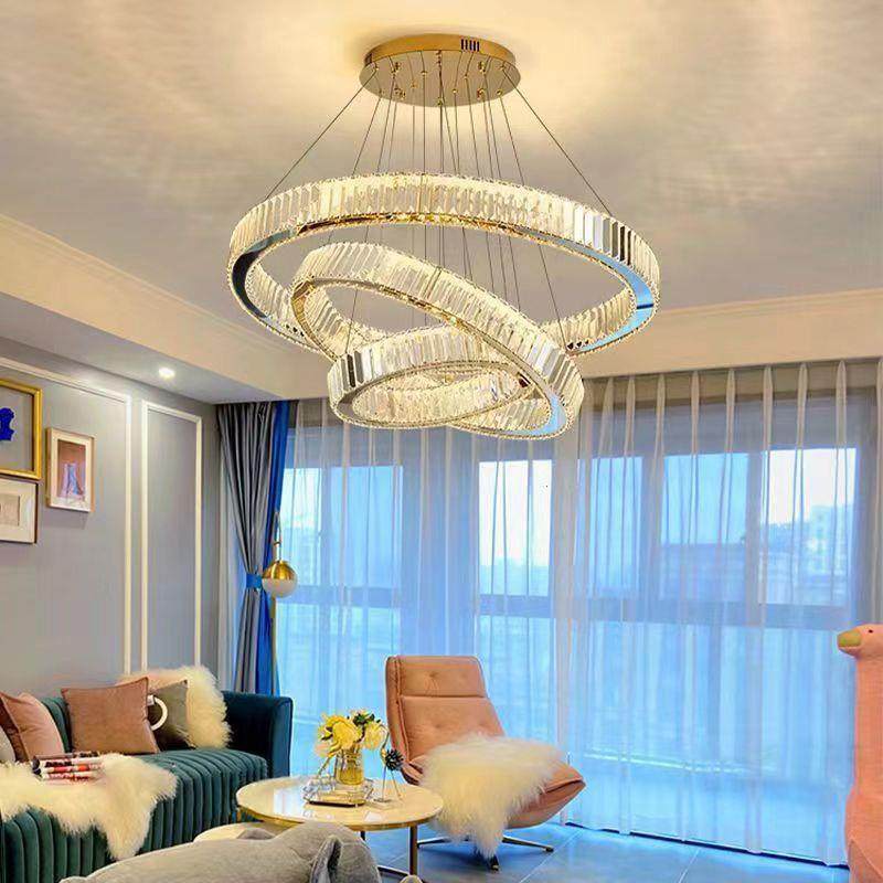 轻奢水晶吊灯客厅灯现代简约大气高级感餐厅主卧室圆环复式楼灯具,淘宝优惠券,粉丝福利购,淘宝优惠卷