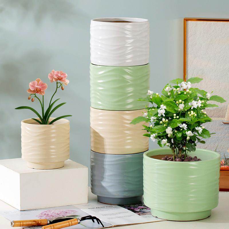北欧简约花盆陶瓷家用带托蝴蝶兰专用ins风虎皮兰多肉绿植盆清仓,淘宝优惠券,粉丝福利购,淘宝优惠卷