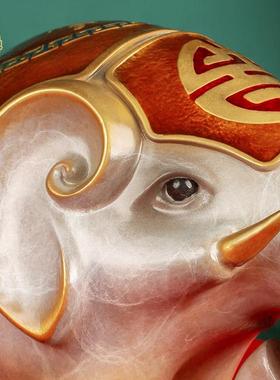 全铜大象客厅招财一对中式入门玄关摆件高级轻奢家居饰品装饰品