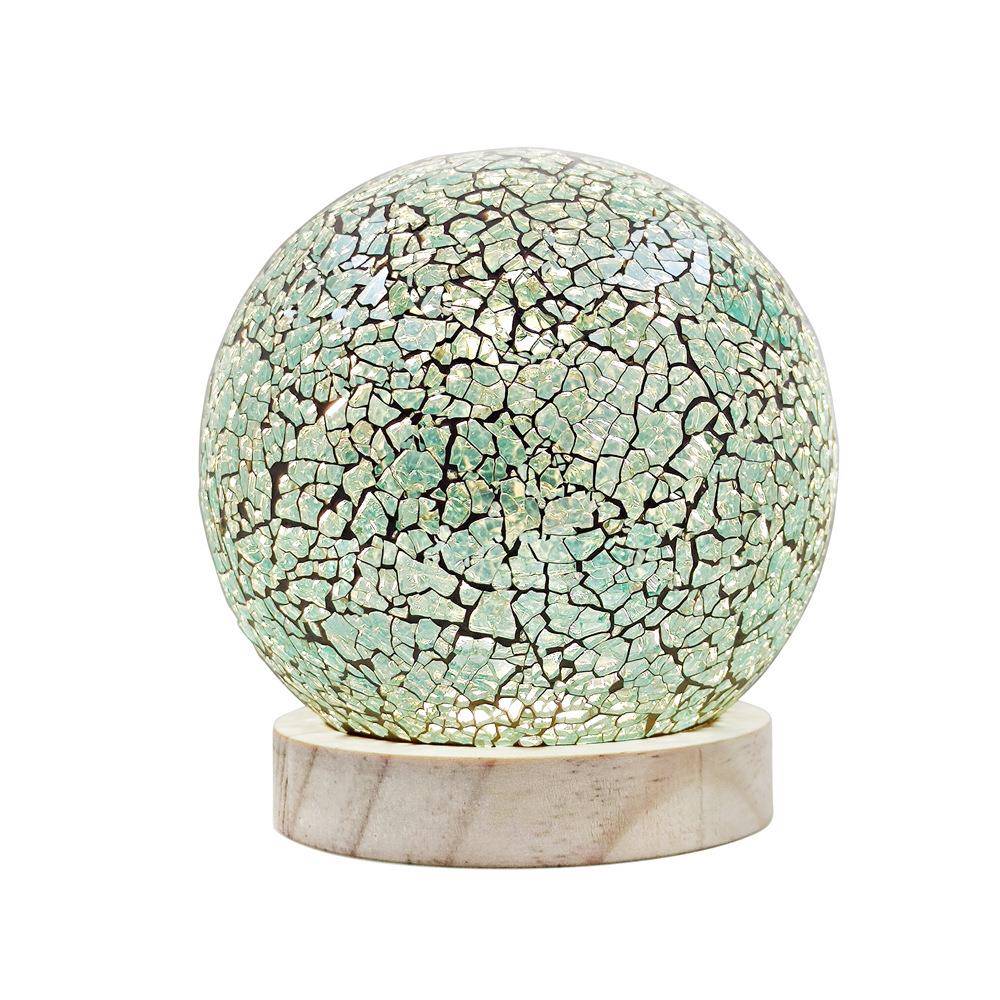 小夜灯绿色马赛克球灯木USB接口/充电触摸底座床头氛围灯家居装饰 - 图3