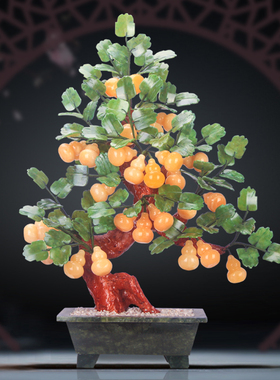 速发玉雕玉玉葫芦石器工柜品客厅书房桌面装饰品盆景床头艺摆件