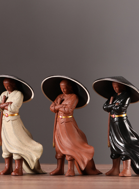 速发江湖件滤武侠人物侠客茶宠茶人摆故新中式茶室桌面软装饰品造