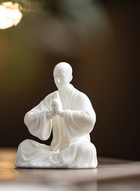 速发新间茶禅意小和尚创意摆件家居茶室茶道式台桌面茶宠茶空中设