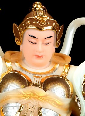 速发关心斋 12/16/1/26寸汉白玉一蓝韦陀护法佛像伽公伟陀神像供