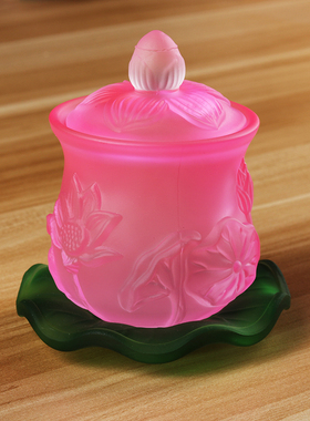 速发五彩琉璃莲花观大圣水杯家用供具杯装佛前净水套音悲咒供仙小