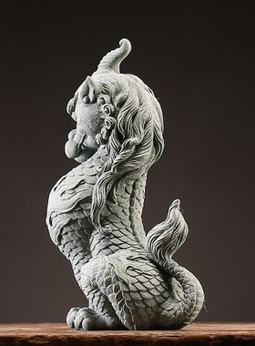 速发缸砂石鱼青假山造装新中式家居创意桌面景饰茶宠动物摆件