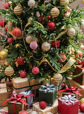 速发 圣诞树多球挂饰节日装饰铺套餐布置创意多彩包店品商场