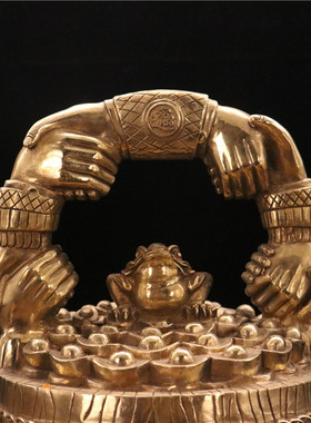 一桶金摆件纯铜创意复古铜缸聚宝盆客厅办公室酒柜装饰品