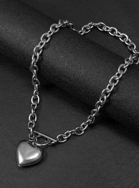 Titanium steel love necklace ins tide hip-hop personality