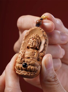 印度老山檀香情侣款吊坠小萌观音小萌佛吉祥平安项坠项链装饰品