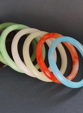 五彩玛瑙儿童手镯玉镯红绿彩仿玉髓玛瑙玉石镯子儿童款女玉镯子