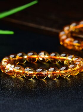 天然黄水晶单圈手链巴西暴力黄手串男女款饰品配饰节日礼物