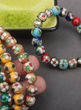 北京景泰蓝花丝手串铜胎掐丝珐琅圆珠直径8-12mm古典传统手链串珠