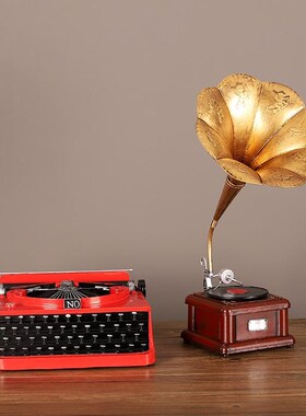 铁艺复古打印机模l型摆件年代感怀旧老式物件咖啡厅店铺橱窗装饰