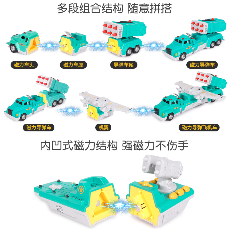 百变海陆空磁力片吸铁石积木拆拼装益智玩具汽车3男孩三生5岁儿童 - 图2