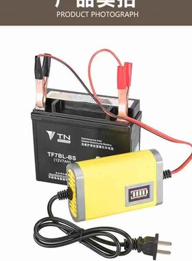 优信12V伏铅酸蓄电池踏板摩托车电瓶智能修复干水电瓶12V2A充电器