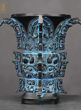 尊高端礼品装饰摆件祥仿古铜纯铜中国新款中式德何尊青铜器客厅