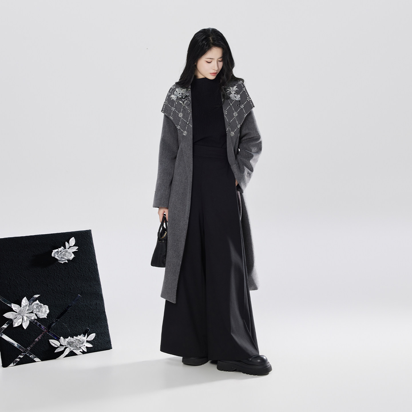 织造司[叙暮]新中式灰色大衣女士外套上衣冬天配大衣的裙子连衣裙,淘宝优惠券,粉丝福利购,淘宝优惠卷